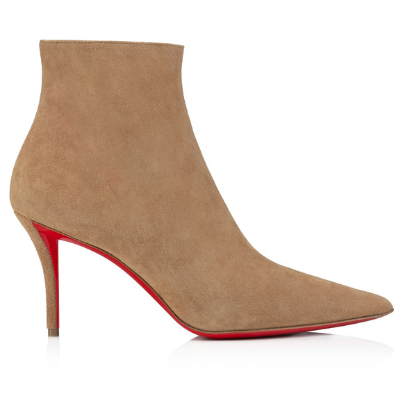 Christian Louboutin So Apostropha Booty 80 Beige Suede Short Ankle Heel Boot 40 - Picture 3 of 16